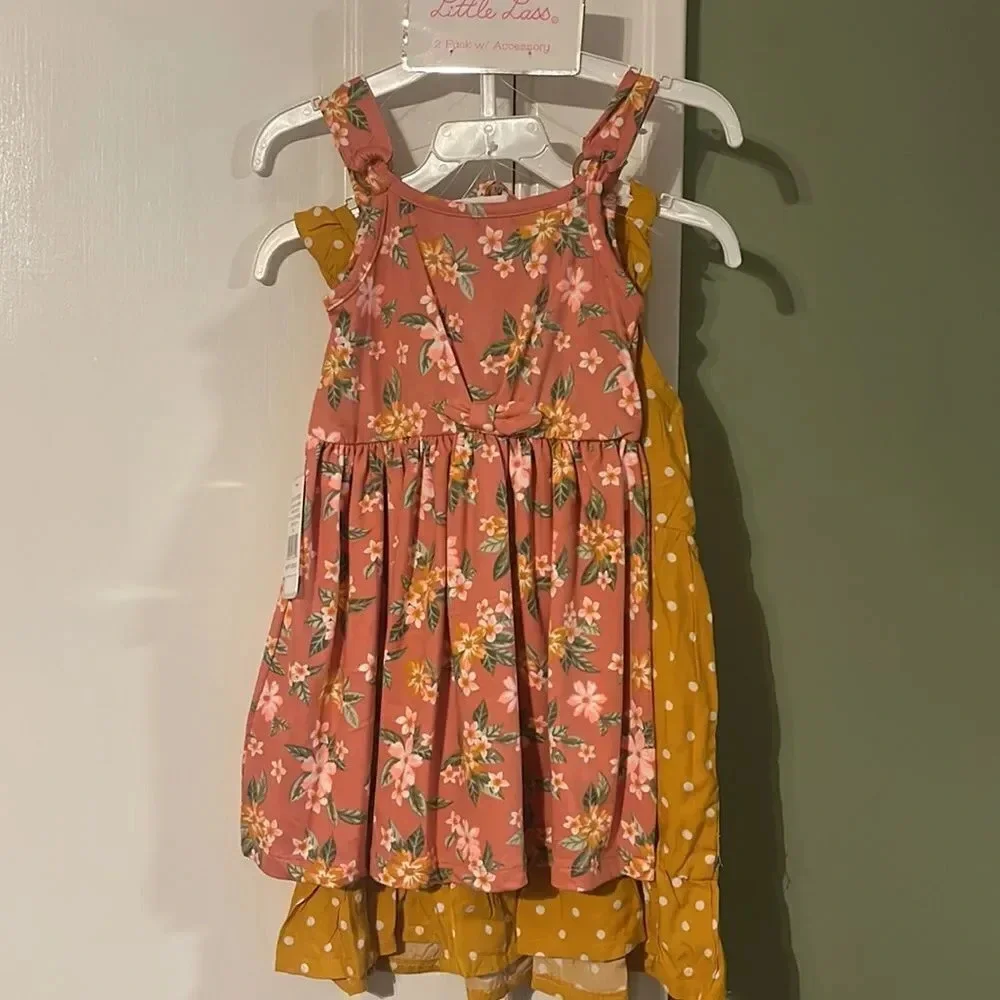 Little lass outfit and dresses with Flowers and Polka Dots size 4